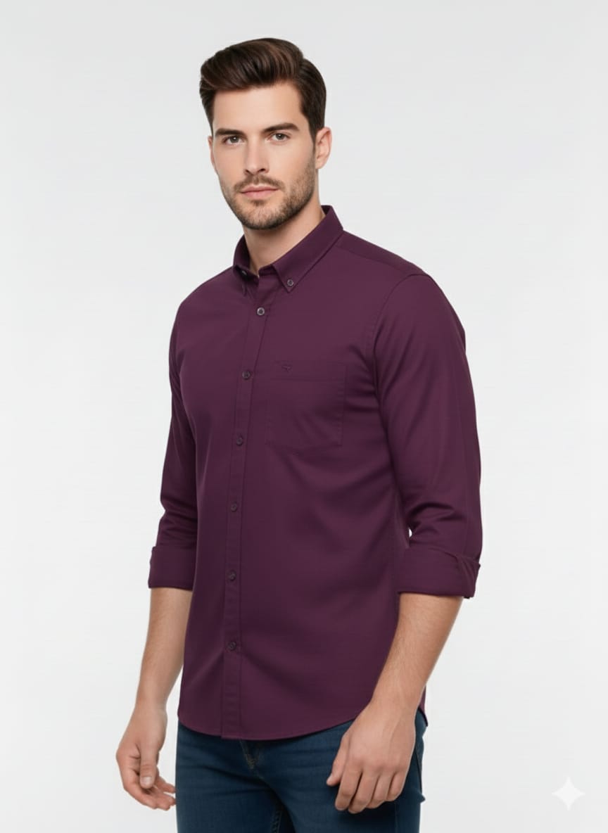 Men’s Solid Maroon Slim Fit Casual Shirt (Copy)