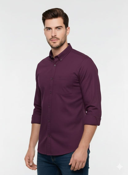 Men’s Solid Maroon Slim Fit Casual Shirt (Copy)