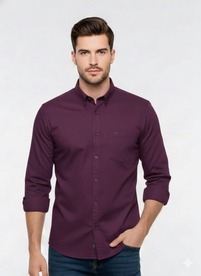 Men’s Solid Maroon Slim Fit Casual Shirt (Copy)